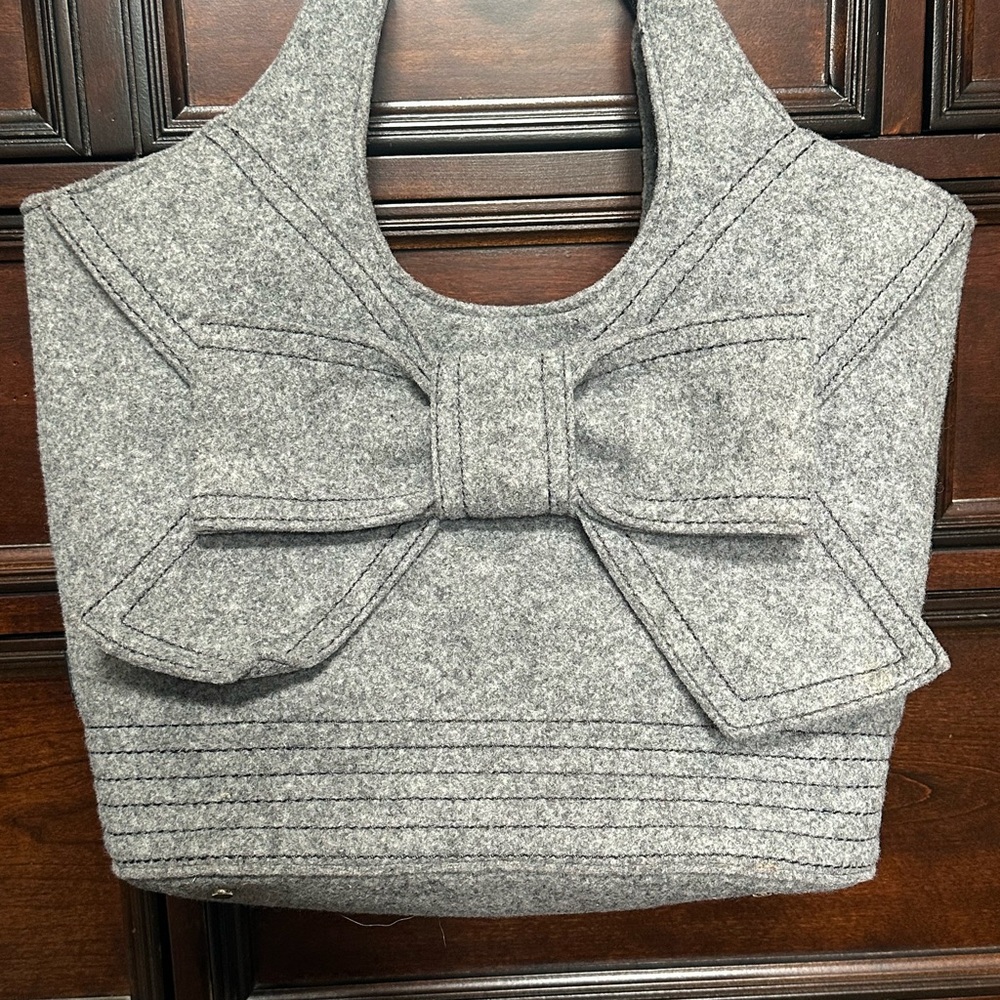 Gray Felt Bow Tote Bag - Women